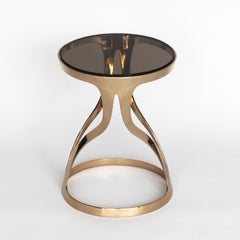 Lyra Table - Polished Bronze & Smoked Glass - Design by Michael Sean Stolworthy