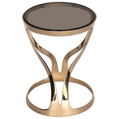 Lyra Table - Polished Bronze & Smoked Glass - Design by Michael Sean Stolworthy