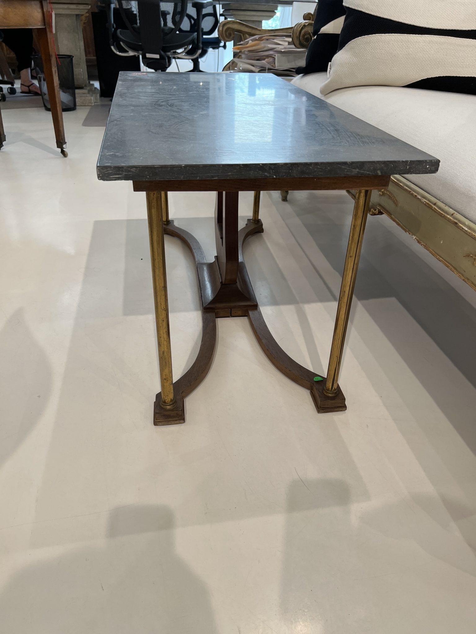 French Lyre Coffee Table with Marble Top For Sale