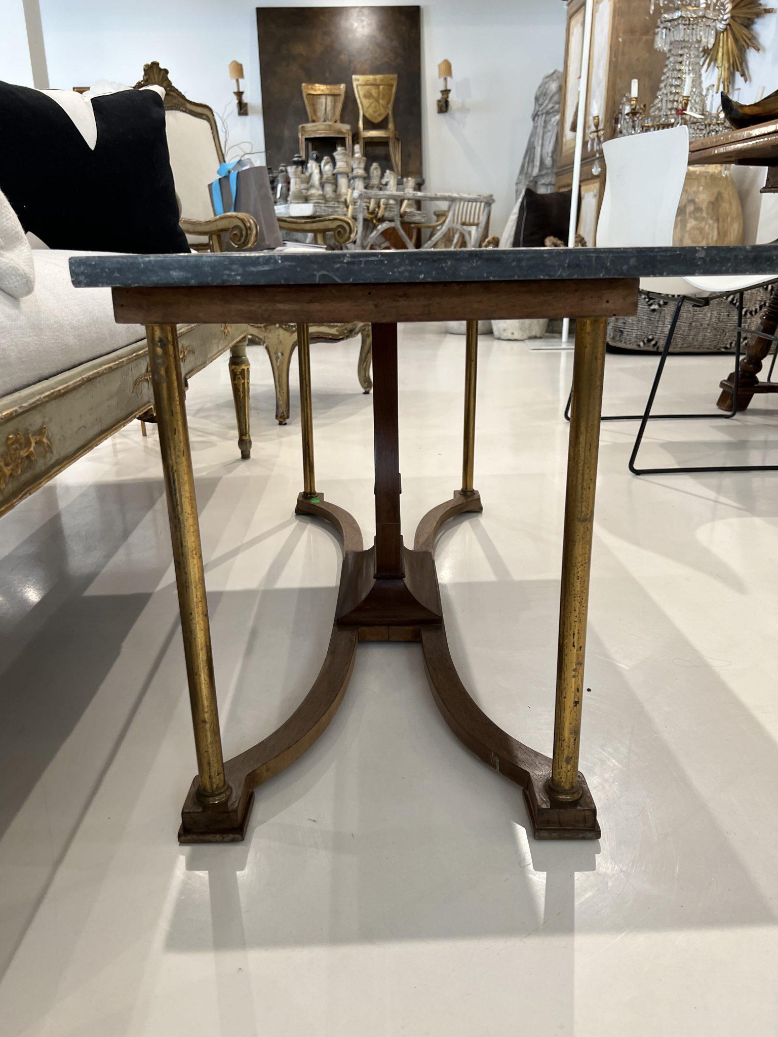 20th Century Lyre Coffee Table with Marble Top For Sale