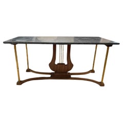 Lyre Coffee Table with Marble Top
