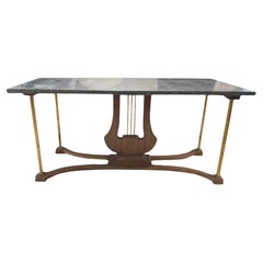 Lyre Coffee Table with Marble Top