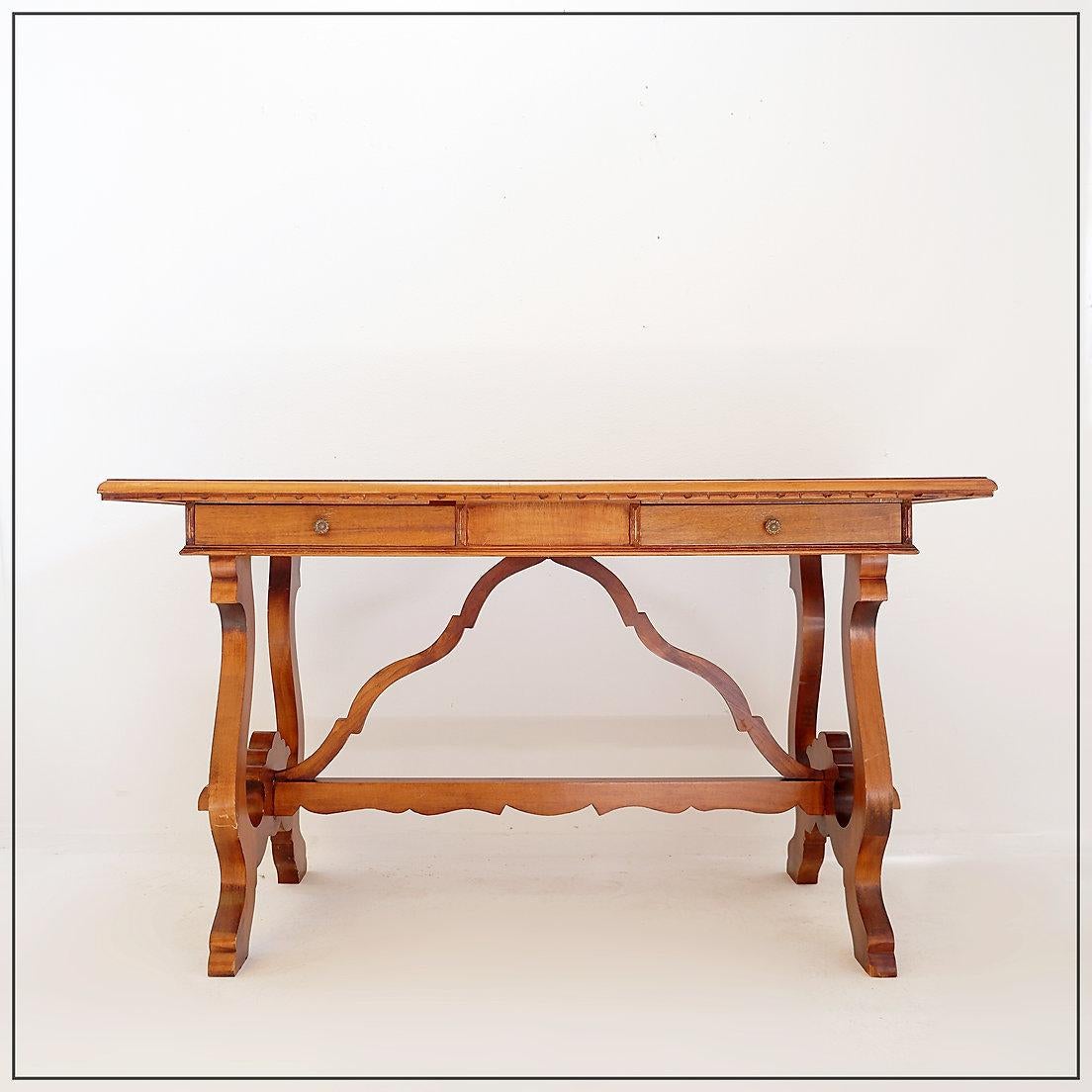 Lyre console table or desk - 20th century - H : 79, 5cm In Good Condition For Sale In Linkebeek, BE