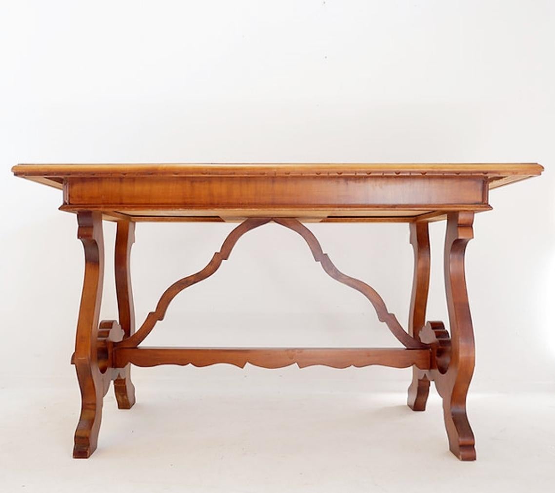 Wood Lyre console table or desk - 20th century - H : 79, 5cm For Sale