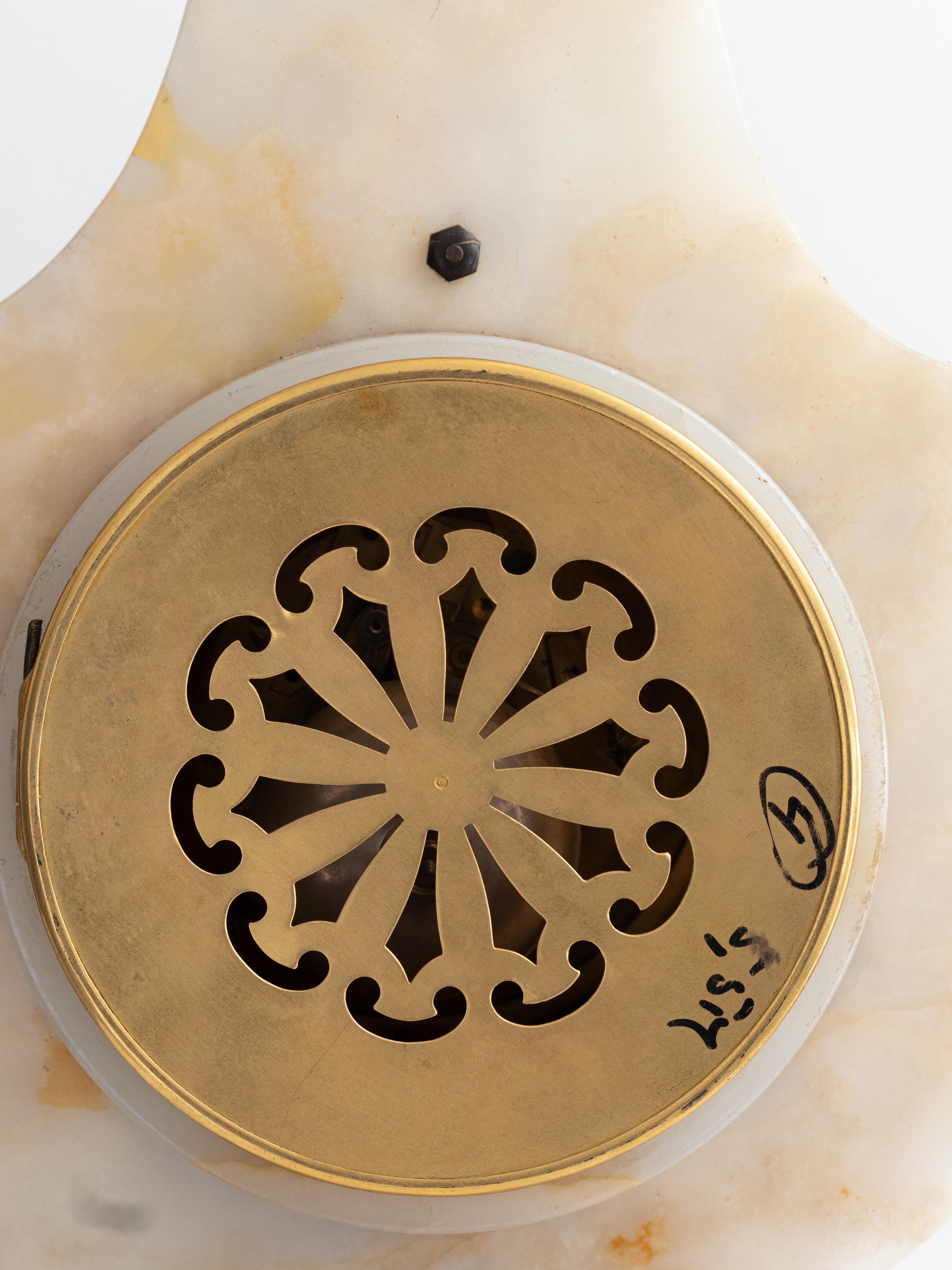 Lyre Pendulum Clock White Marble Louis XVI, 19th Century For Sale 11