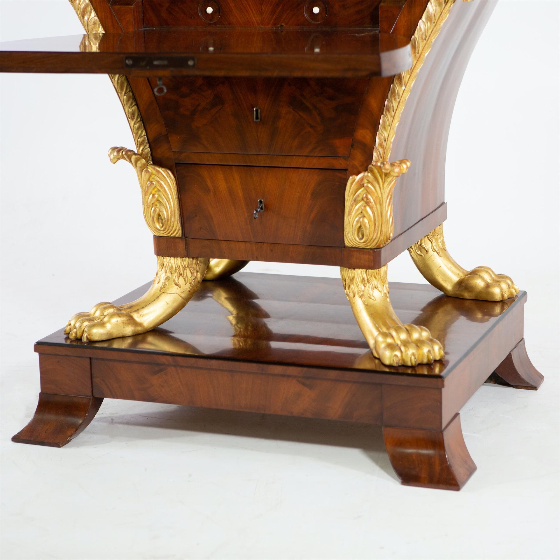 Early 19th Century Lyre Secretaire, Mahogany, Germany, circa 1825