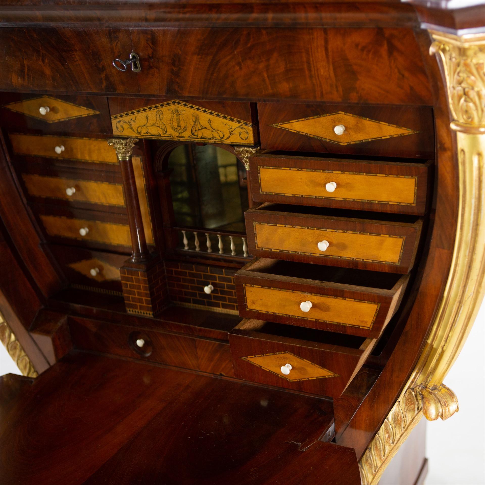 Lyre Secretaire, Mahogany, Germany, circa 1825 1