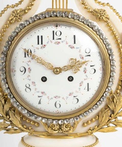 Lyre-Shaped Clock in Marble and Gilt Bronze, 19th Century, Napoleon III Period.