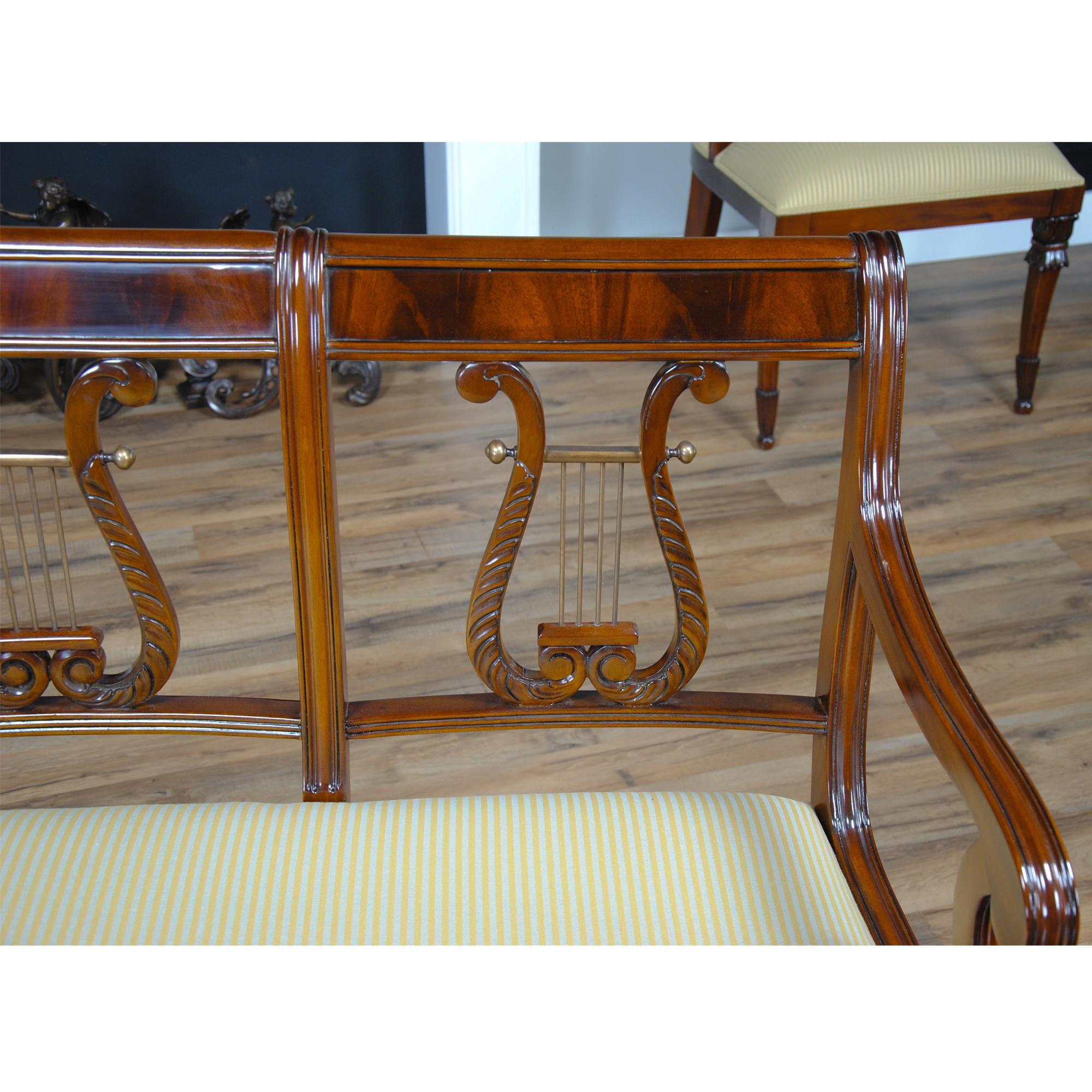 Hand-Carved Lyre Two Seat Chair  For Sale