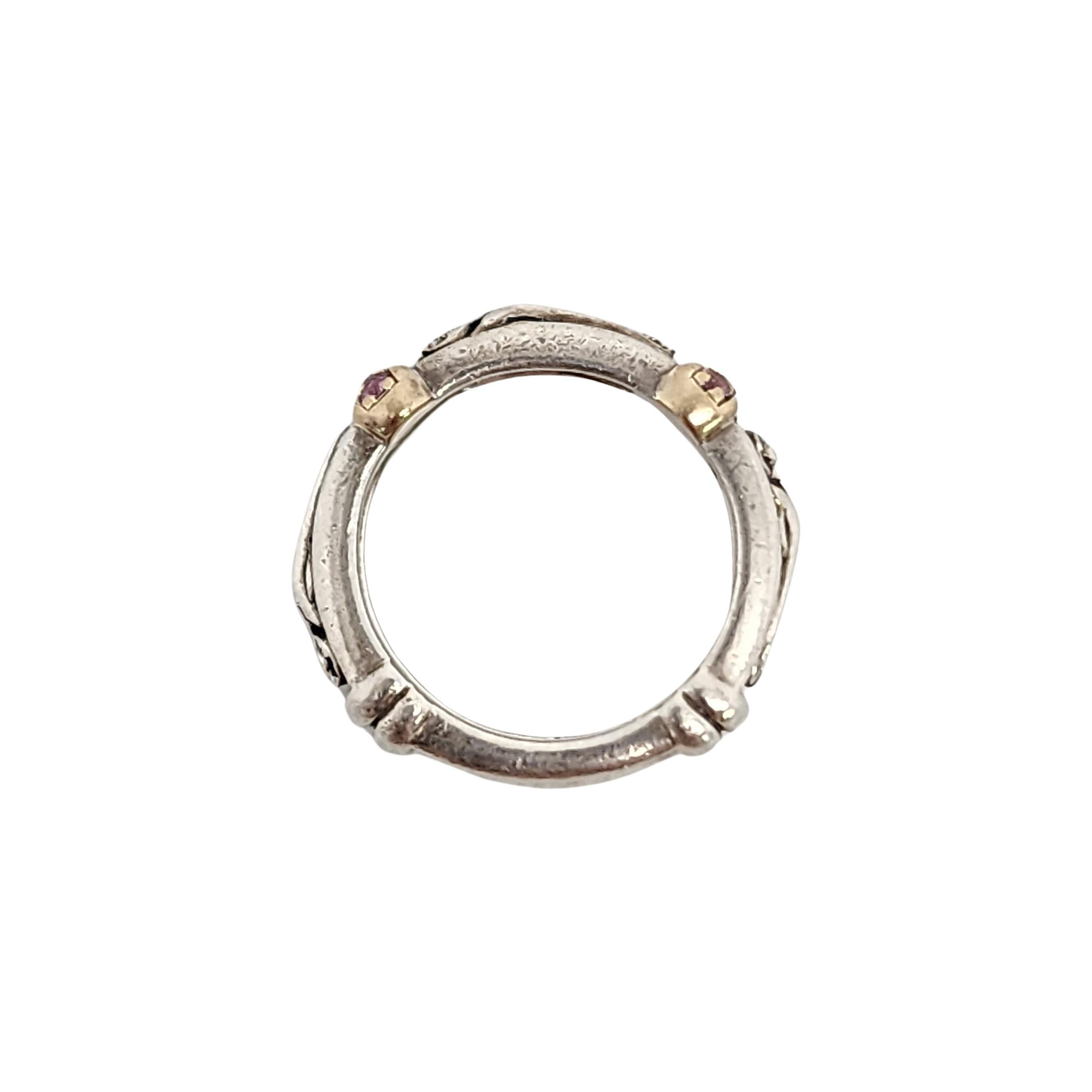 Lyric Sterling Silver 18K Yellow Gold Accent Pink Stone Band Ring Size 7 #15953 For Sale 1