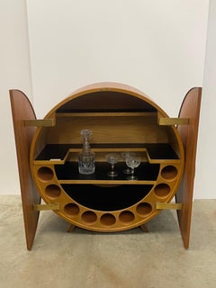 Lysgaard Mobler Danish Circular Disc Mid Century Modern Cocktail Bar Cabinet