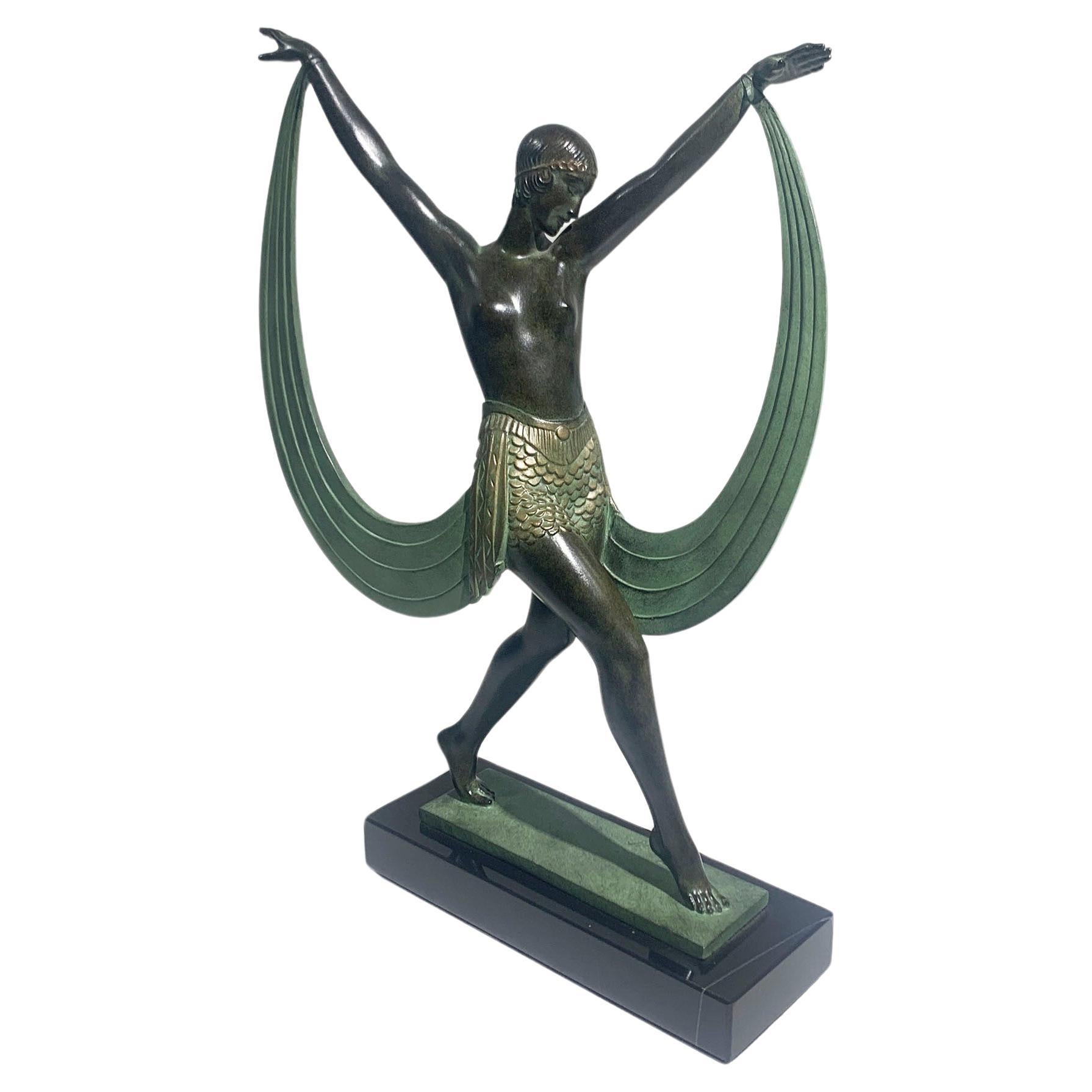 Lysis Dancer Sculpture Signed "Fayral"(Pierre Le Faguays) for Max Le Verrier