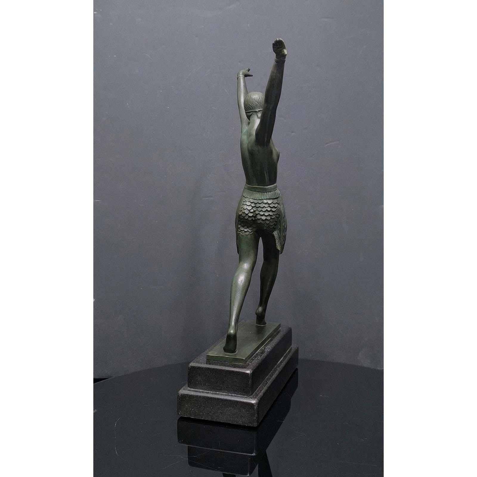 Patinated Lysis, Dancer-Sculpture Signed „Fayral“ (Pierre Le Faguays) for Max Le Verrier For Sale