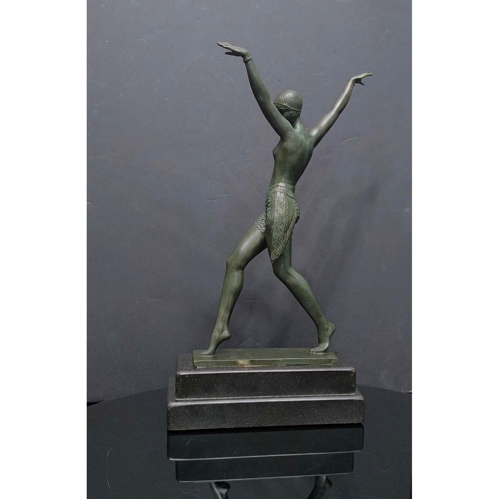 Mid-20th Century Lysis, Dancer-Sculpture Signed „Fayral“ (Pierre Le Faguays) for Max Le Verrier For Sale