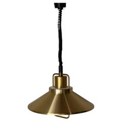 Lyskær Belysning Golden Brass Pendant Light Fixture Danish Ceiling Lamp Vintage