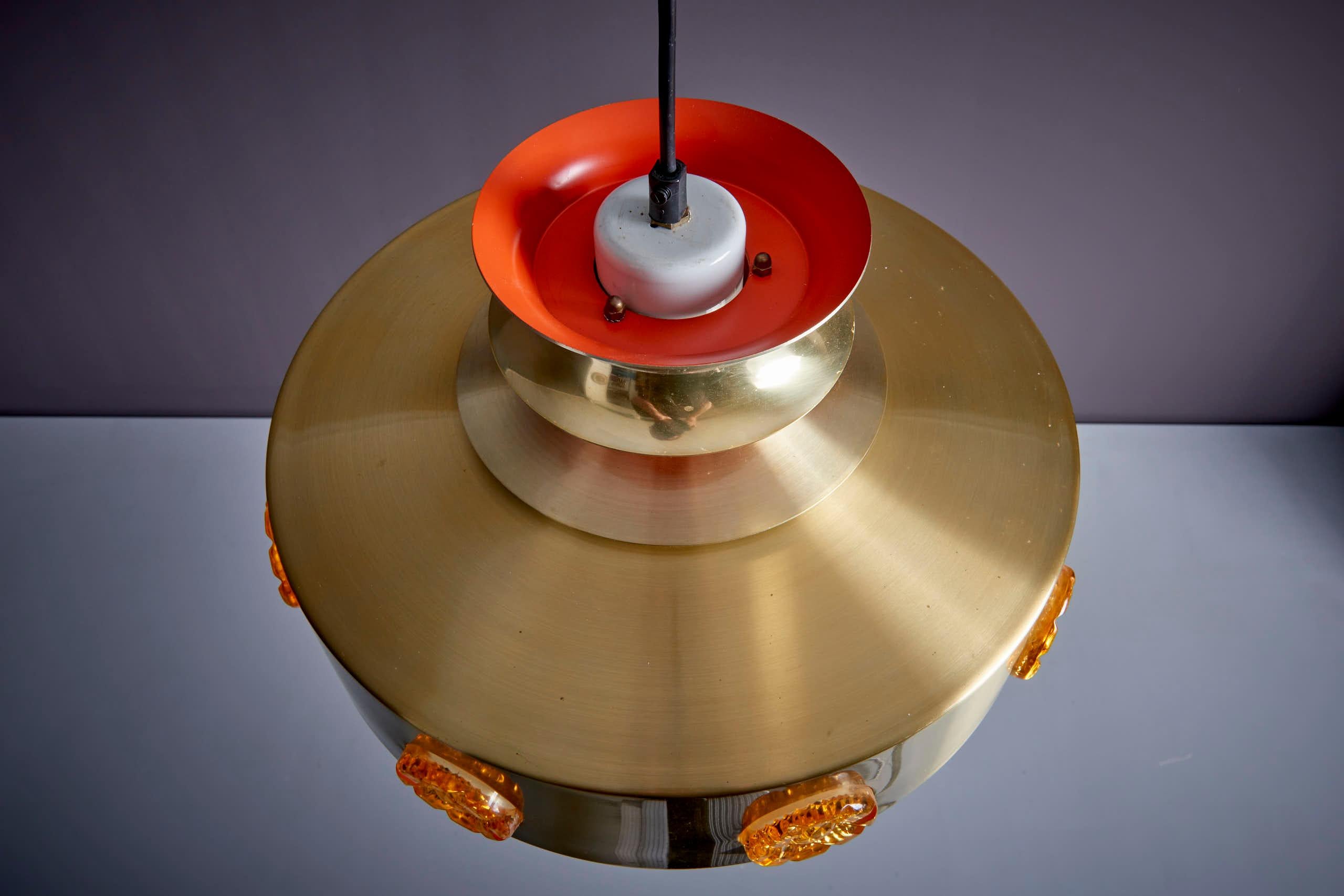 Lyskaer Pendant Lamp in brass Denmark - 1960s In Good Condition For Sale In Berlin, DE