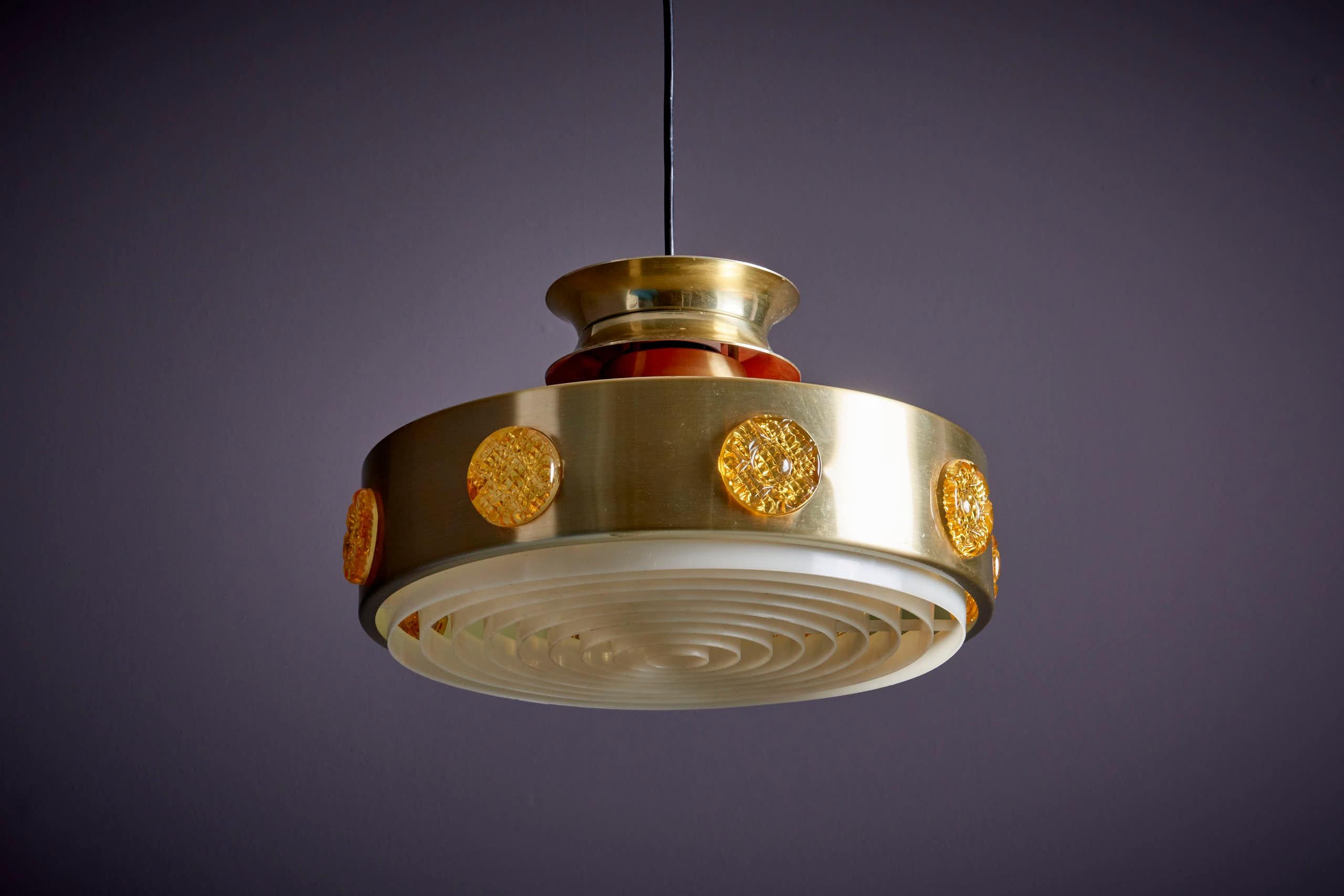Mid-20th Century Lyskaer Pendant Lamp in brass Denmark - 1960s For Sale