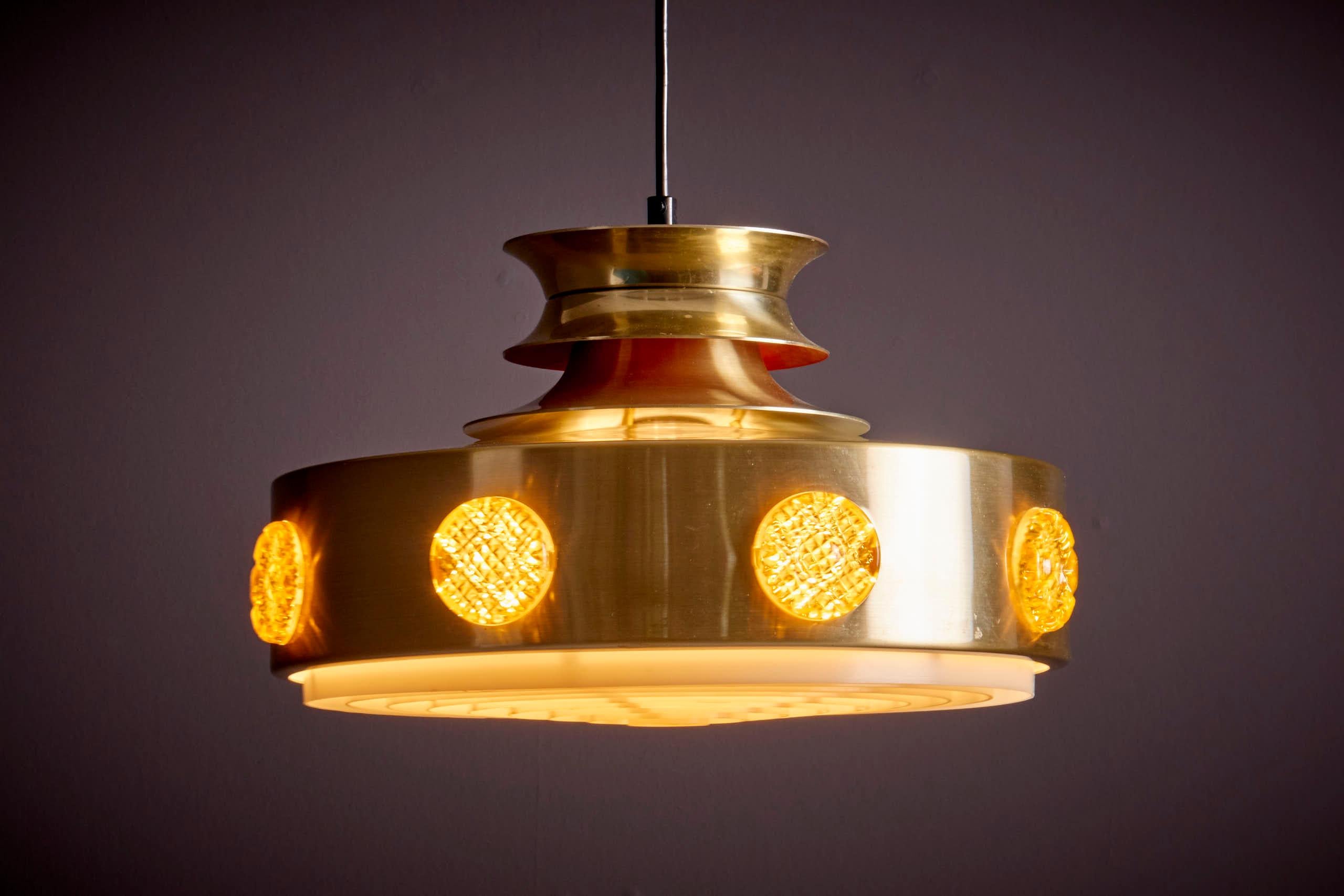 Lampe pendante Lyskaer en laiton Danemark - années 1960 en vente 1