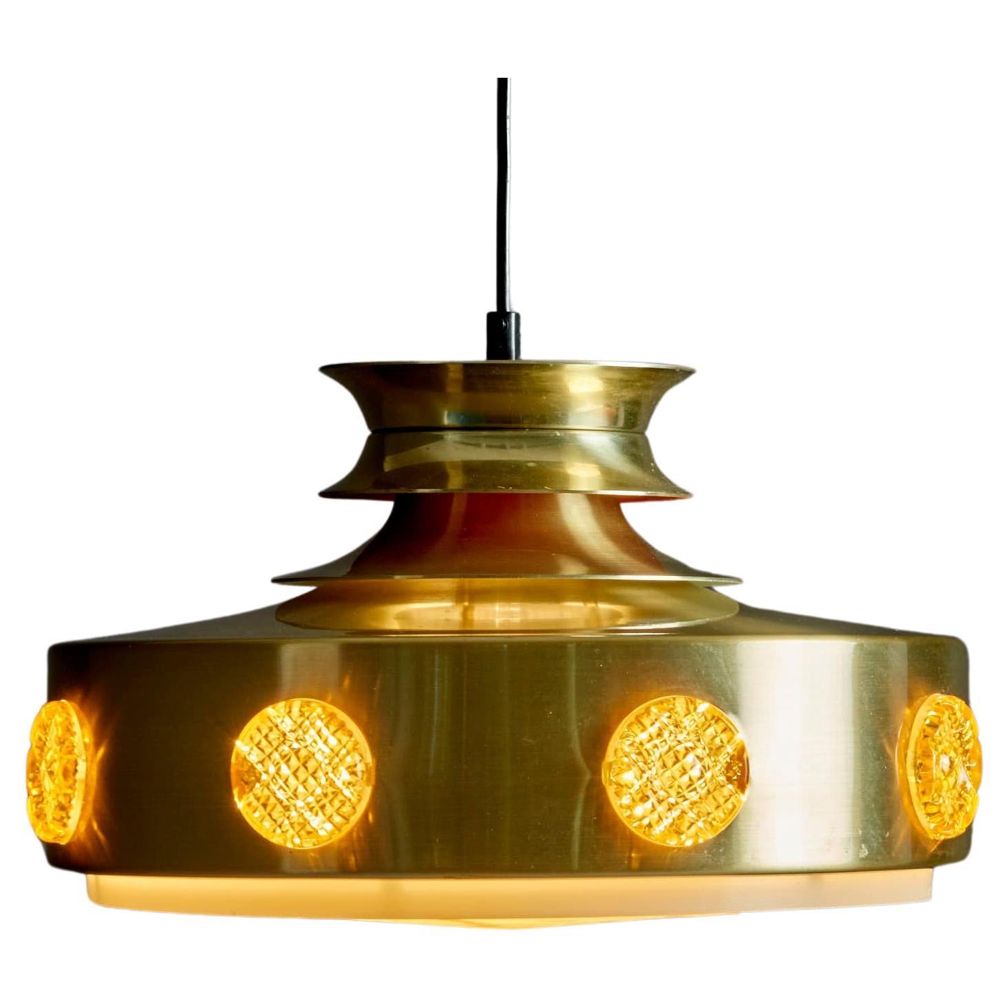 Lampe pendante Lyskaer en laiton Danemark - années 1960