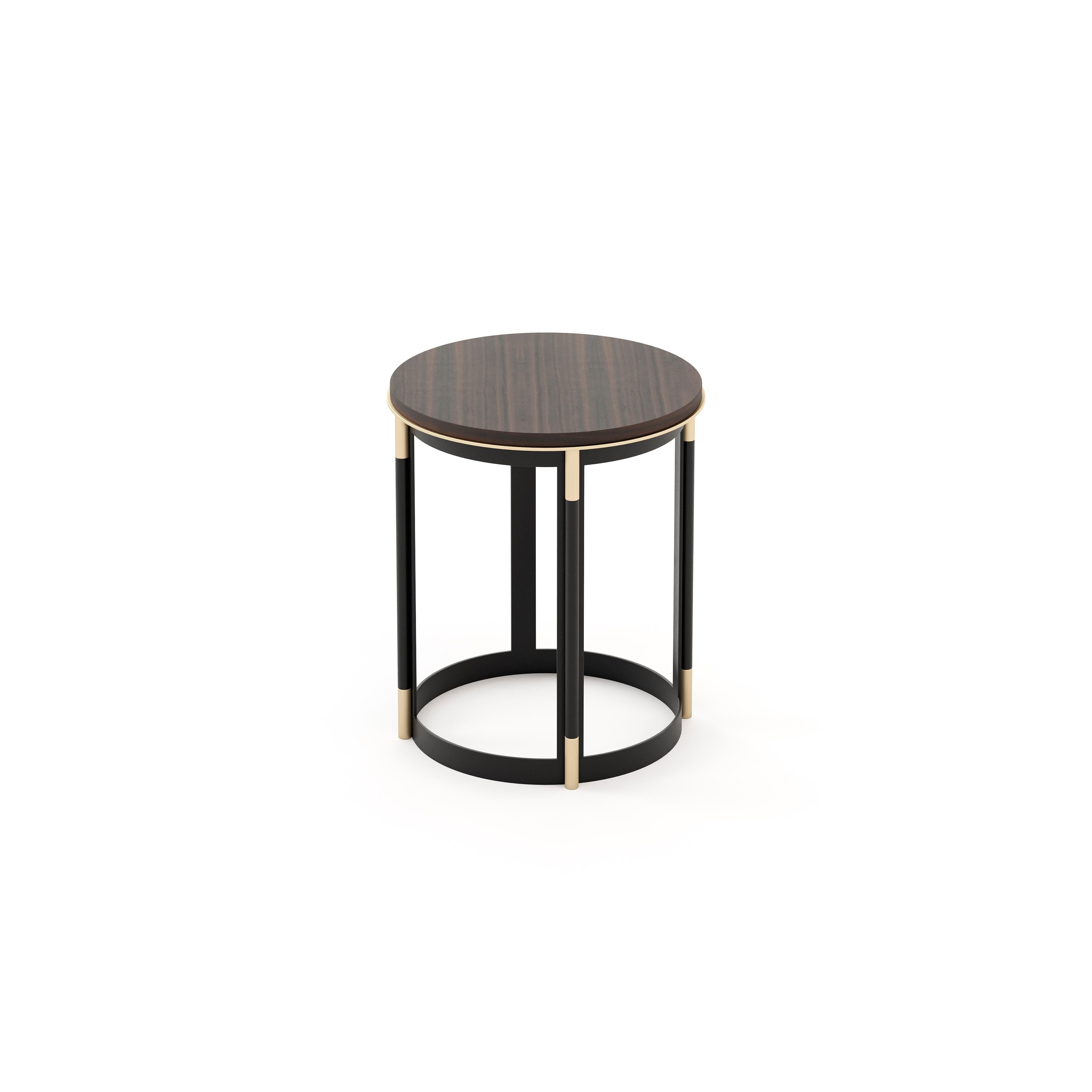 Modern Contemporary side table with marble top by Laskasas For Sale