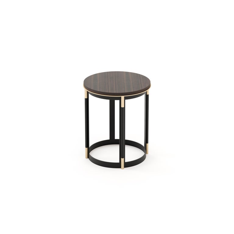 Modern Contemporary Portuguese side table with marble top For Sale