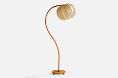 Lyssstoffarmatur, Floor Lamp, Oak, Brass, Resin, Norway, 1930s