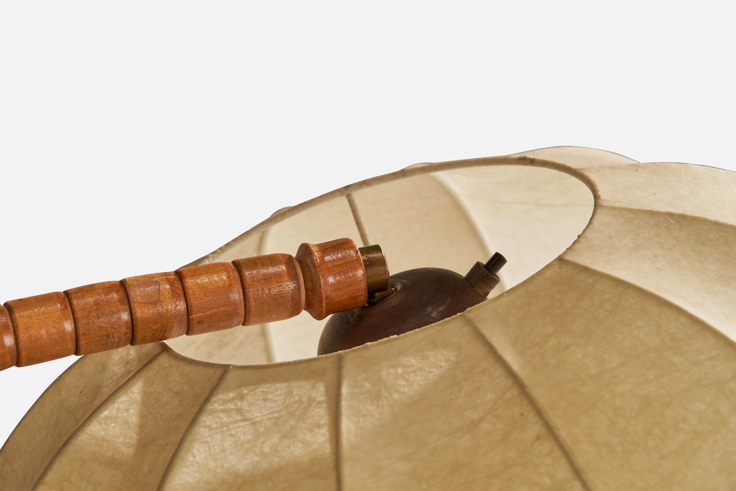 Lyssstoffarmatur, Floor Lamp, Oak, Brass, Resin, Norway, 1930s In Good Condition In High Point, NC