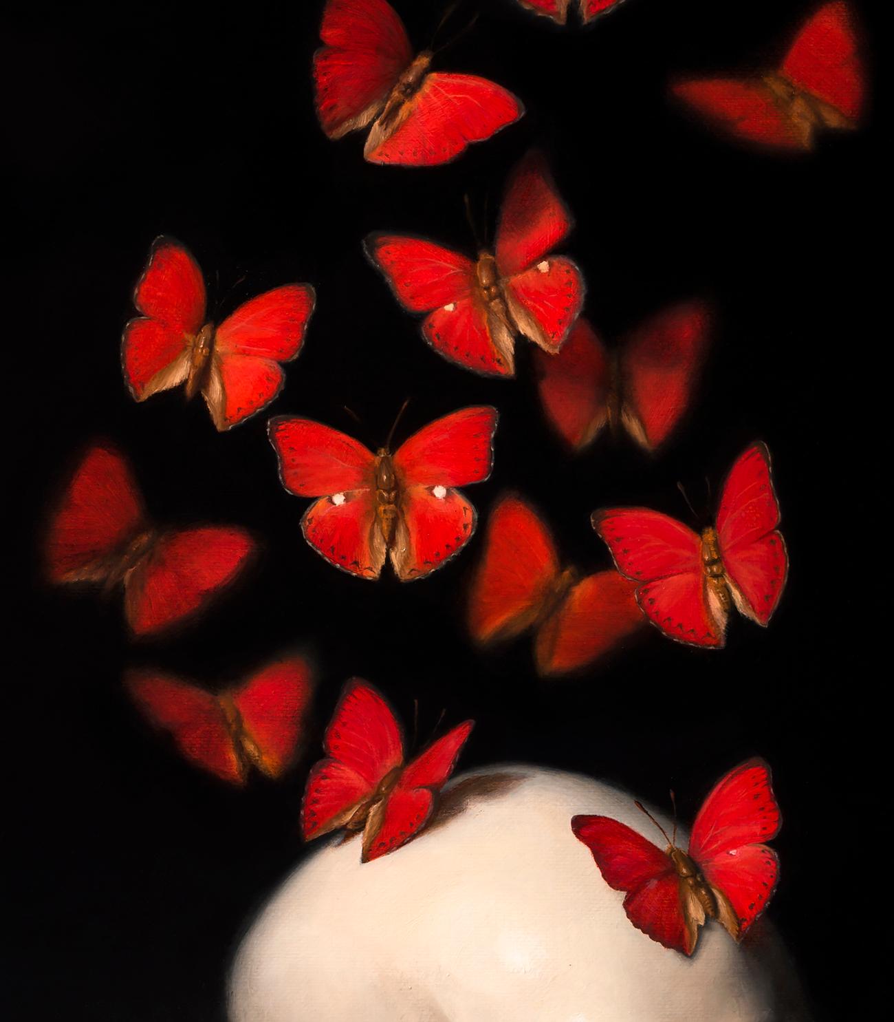 skull with butterflies painting