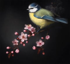 Primavera - Tetta blu - Pittura figurativa Colori Scuro Nero Viola Bianco Giallo