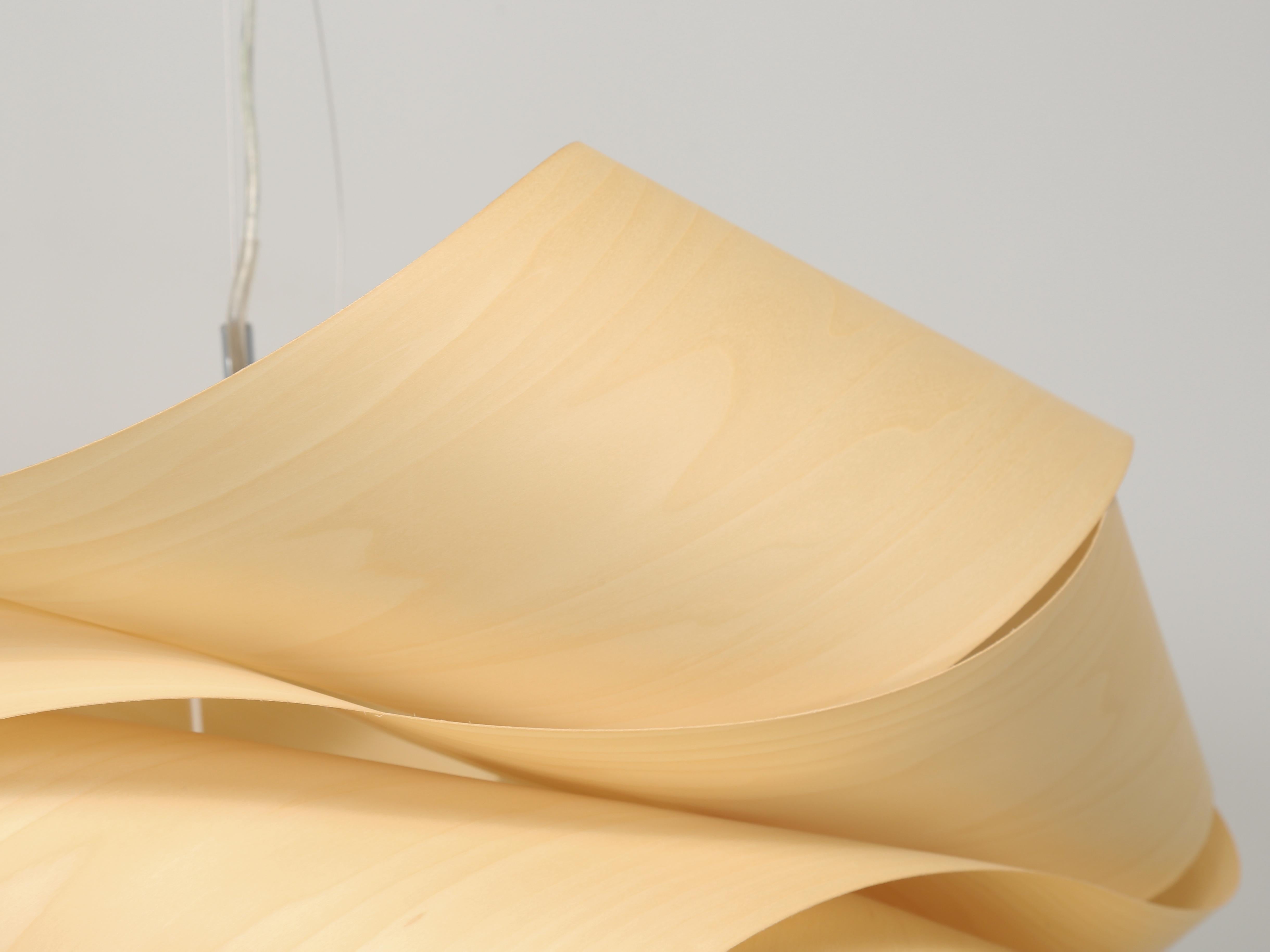 Modern LZF Link Wood Veneer Pendant Chandelier Large Size Hand-Made in Spain For Sale