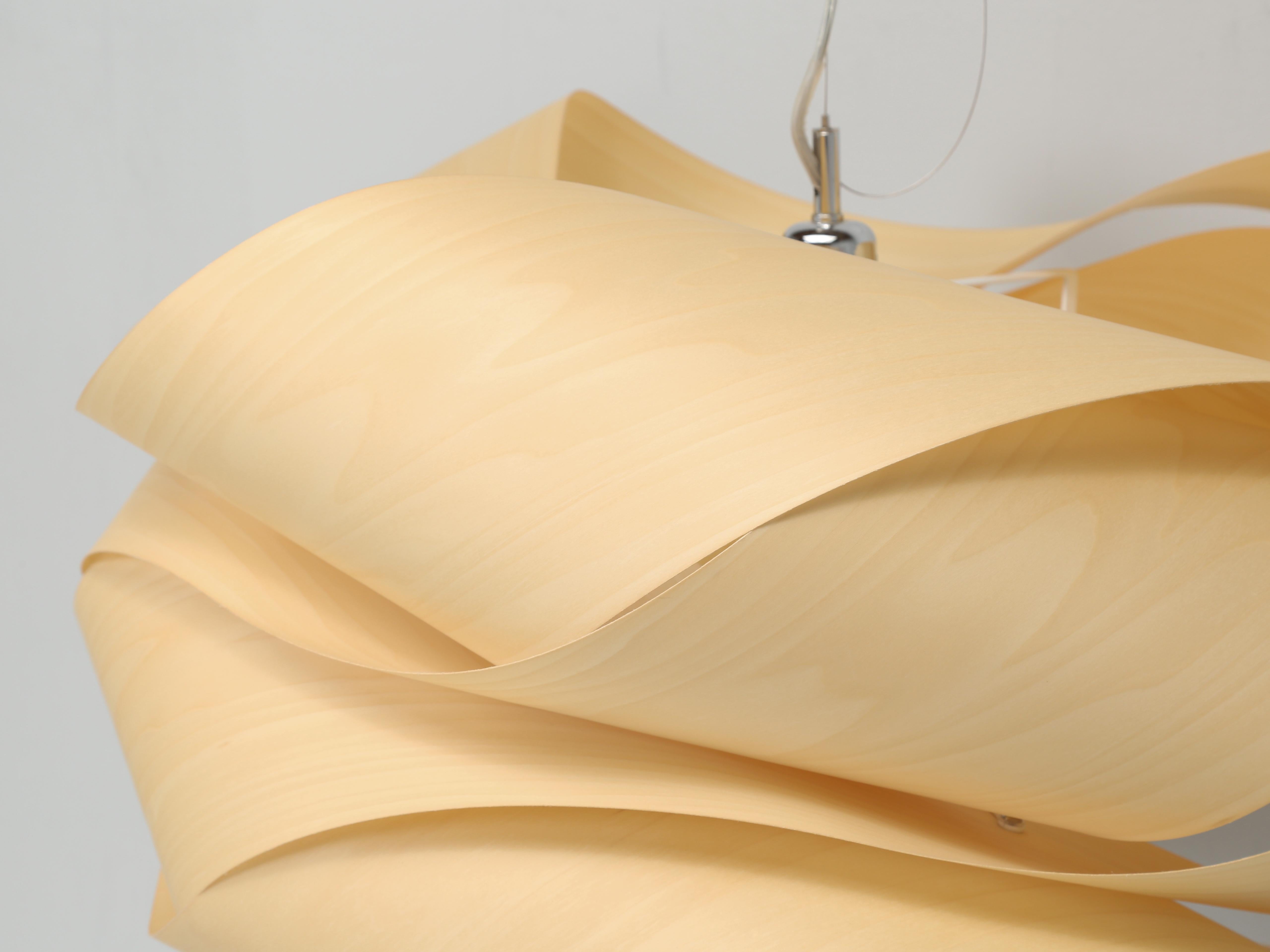 Spanish LZF Link Wood Veneer Pendant Chandelier Large Size Hand-Made in Spain For Sale
