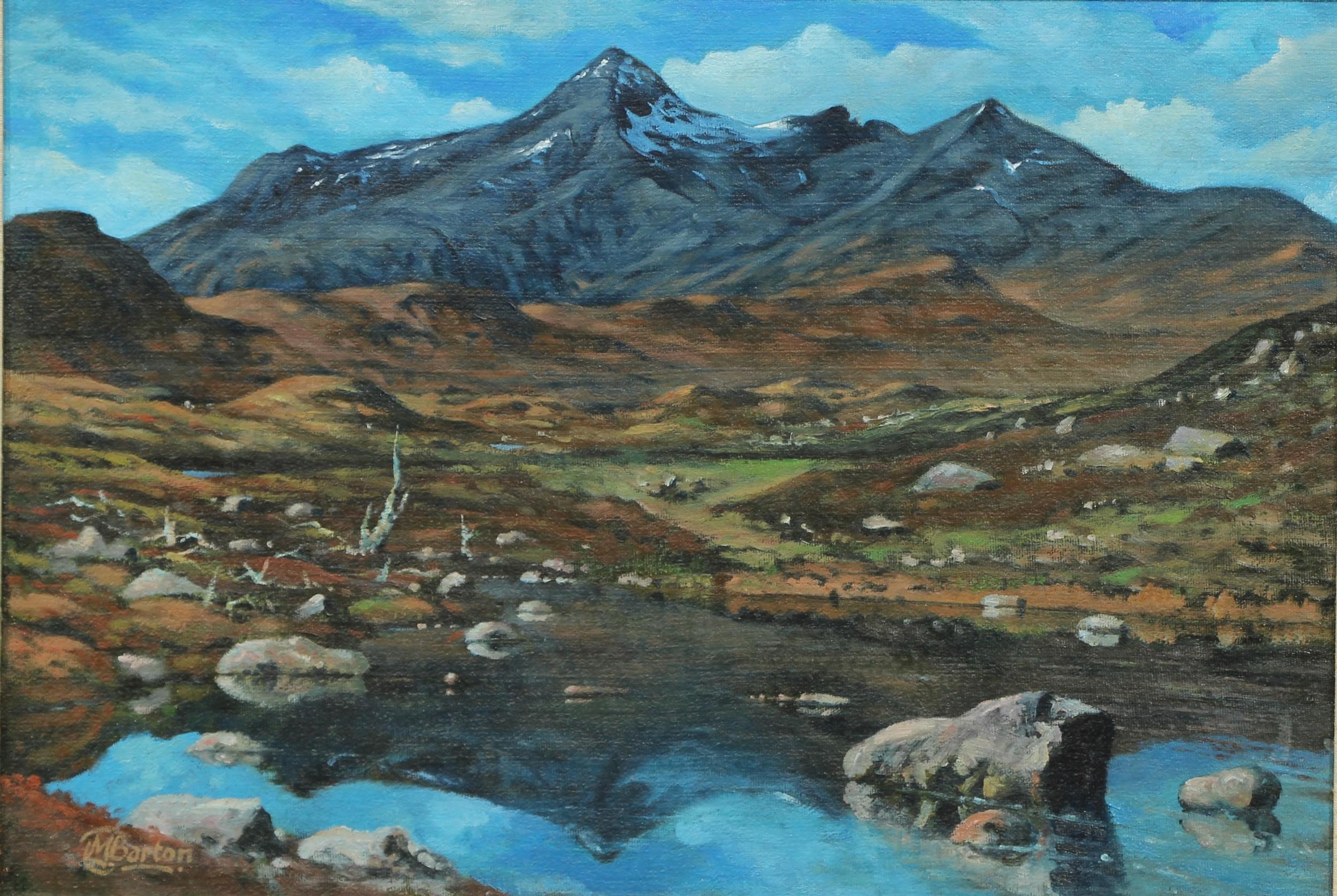 M. Barton Landscape Painting - Langdale Lake District Fine English Oil Painting Mountain Landscape