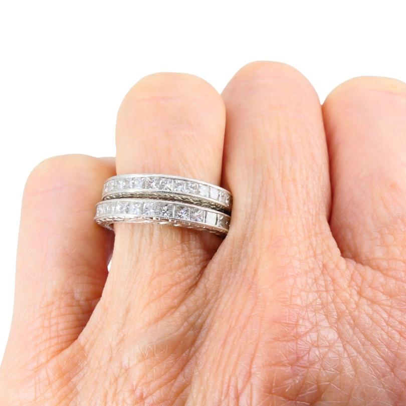 M Beaudry Anello di Eternità con Diamante Taglio Principale in Platino Misura 6,5 in vendita 6