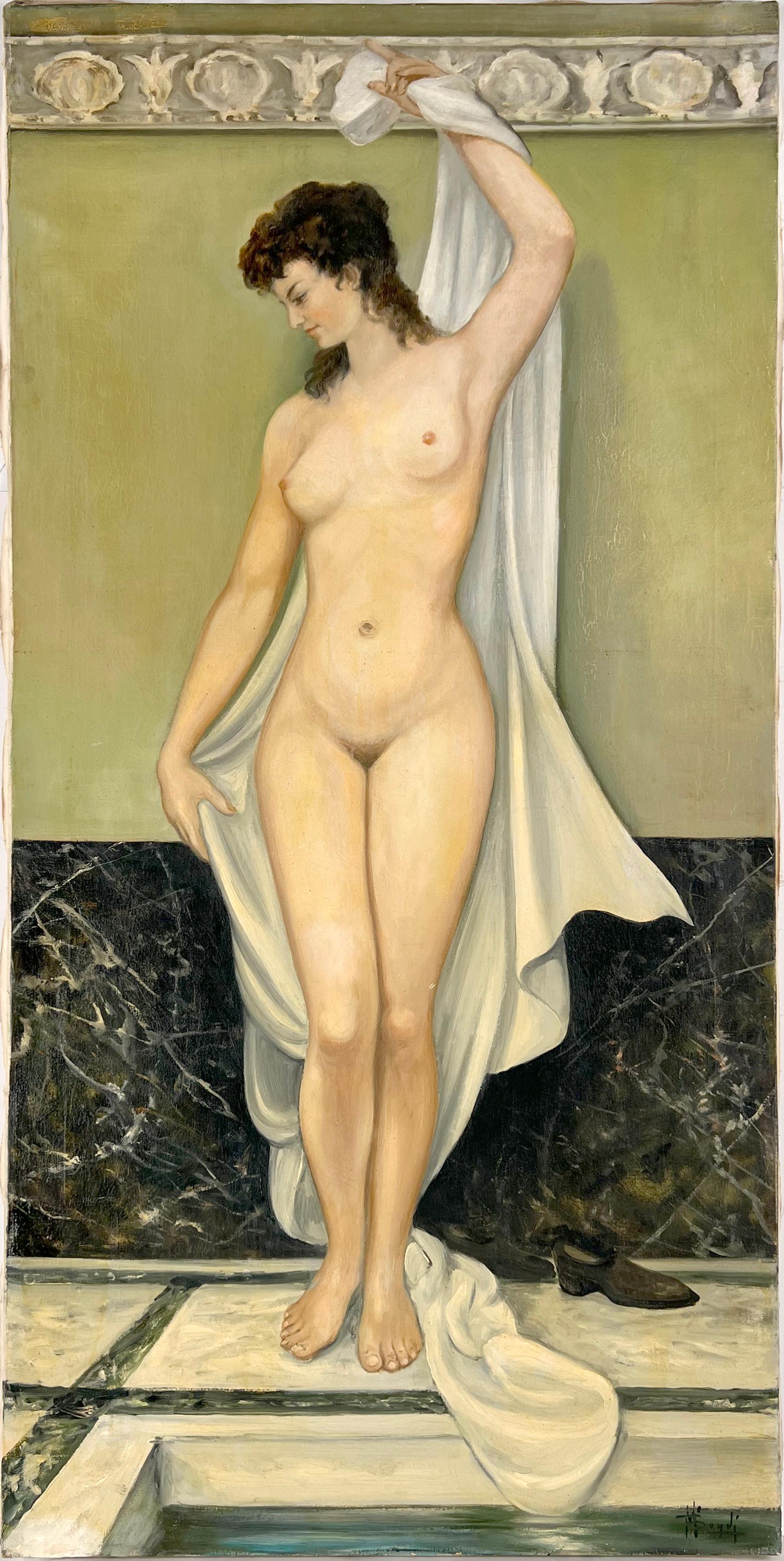 M Bondi Nude Painting - Nude in the Roman Baths oil on linen 1967