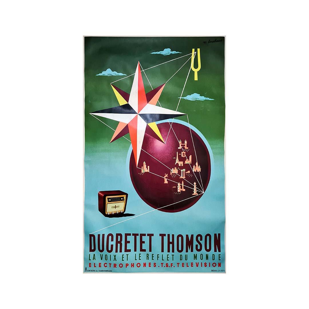 Circa 1950 Original poster Ducretet Thomson la voix et le reflet du monde - Print by  M. Bouchaud
