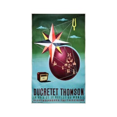Retro Circa 1950 Original poster Ducretet Thomson la voix et le reflet du monde
