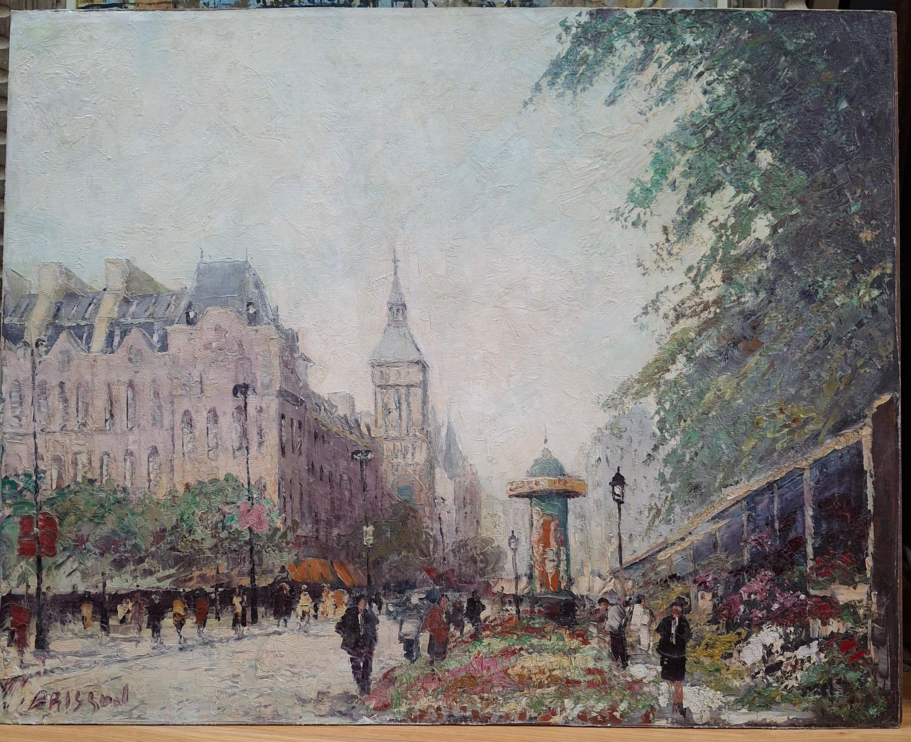 Marcel Brisson (nato nel 1915) "Venditore di fiori francese" Pittura originale C. B. & C. 1950

Olio originale su tela montato su masonite 

Dimensioni 30" di larghezza x 24" di altezza

Firmato in basso a sinistra.

Buone condizioni vintage. Viene