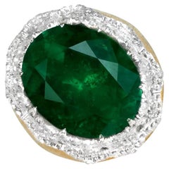 M. Buccellati 11.36 Carat Oval Cut Columbian Emerald Engagement Ring, 18k Gold