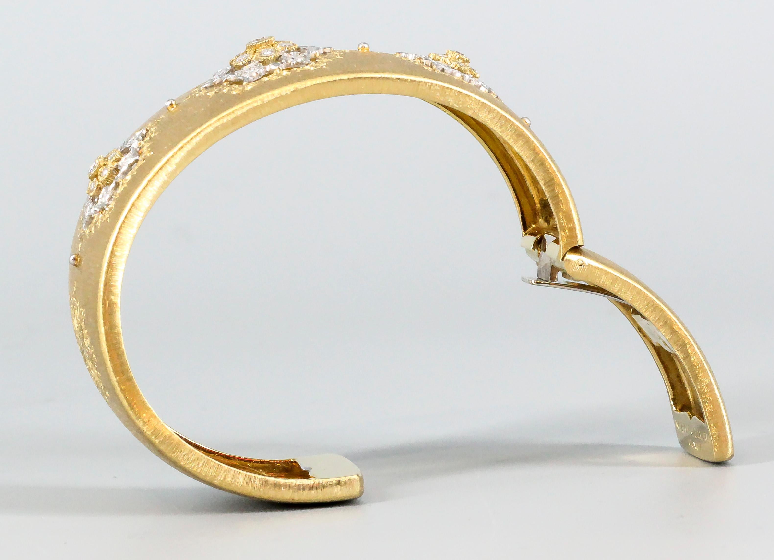M. Buccellati Diamond Gold Wide Cuff Bracelet 6