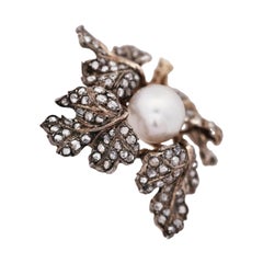 M. Buccellati, Silver-top-Gold Diamond Pearl Brooch