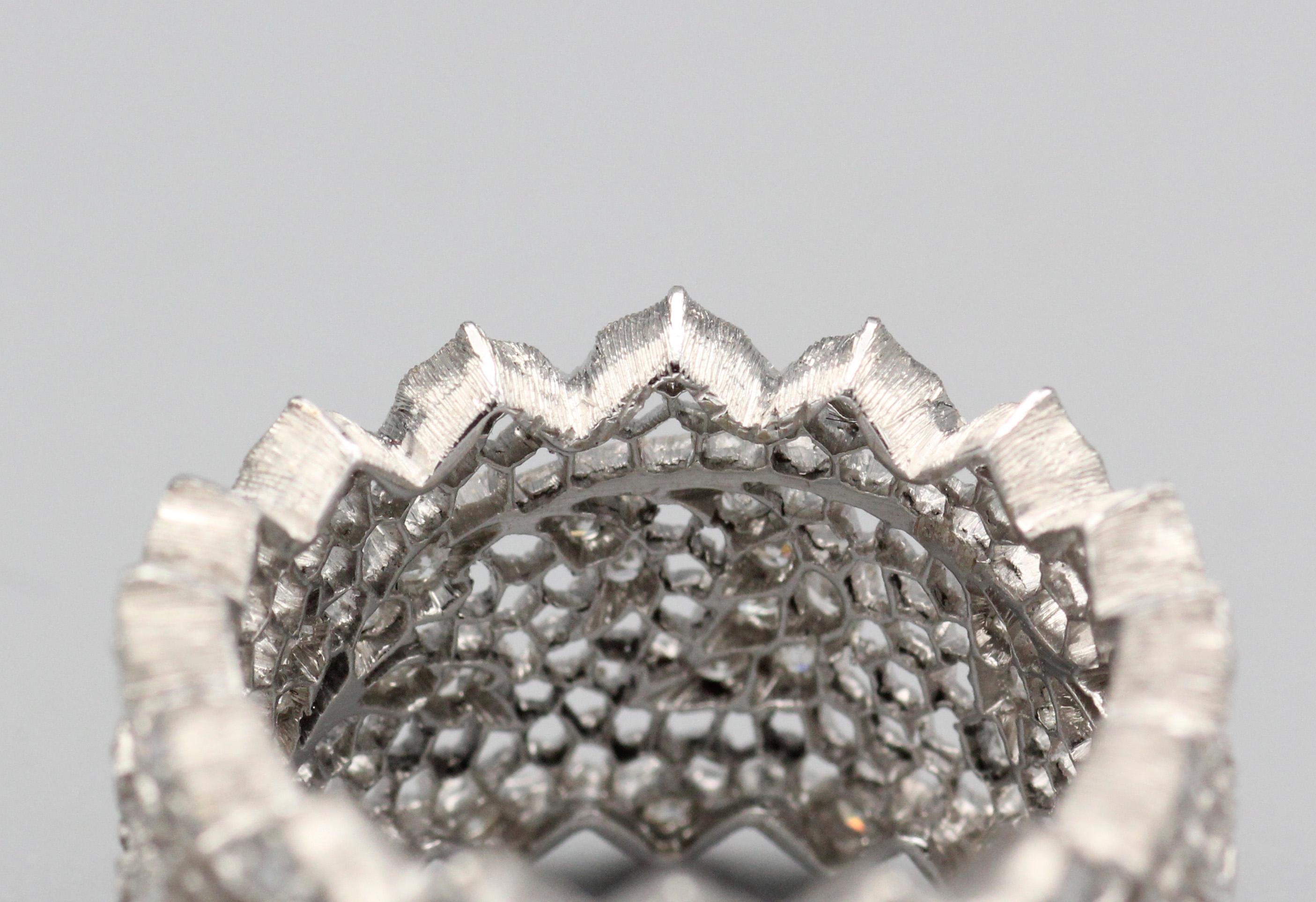 Women's M. Buccellati Tulle Ornato Eternelle Diamond 18k White Gold Band Ring size 6