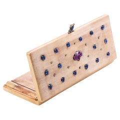 M. Buccellati Vintage Diamond Ruby Sapphire 18k Gold Compact Box