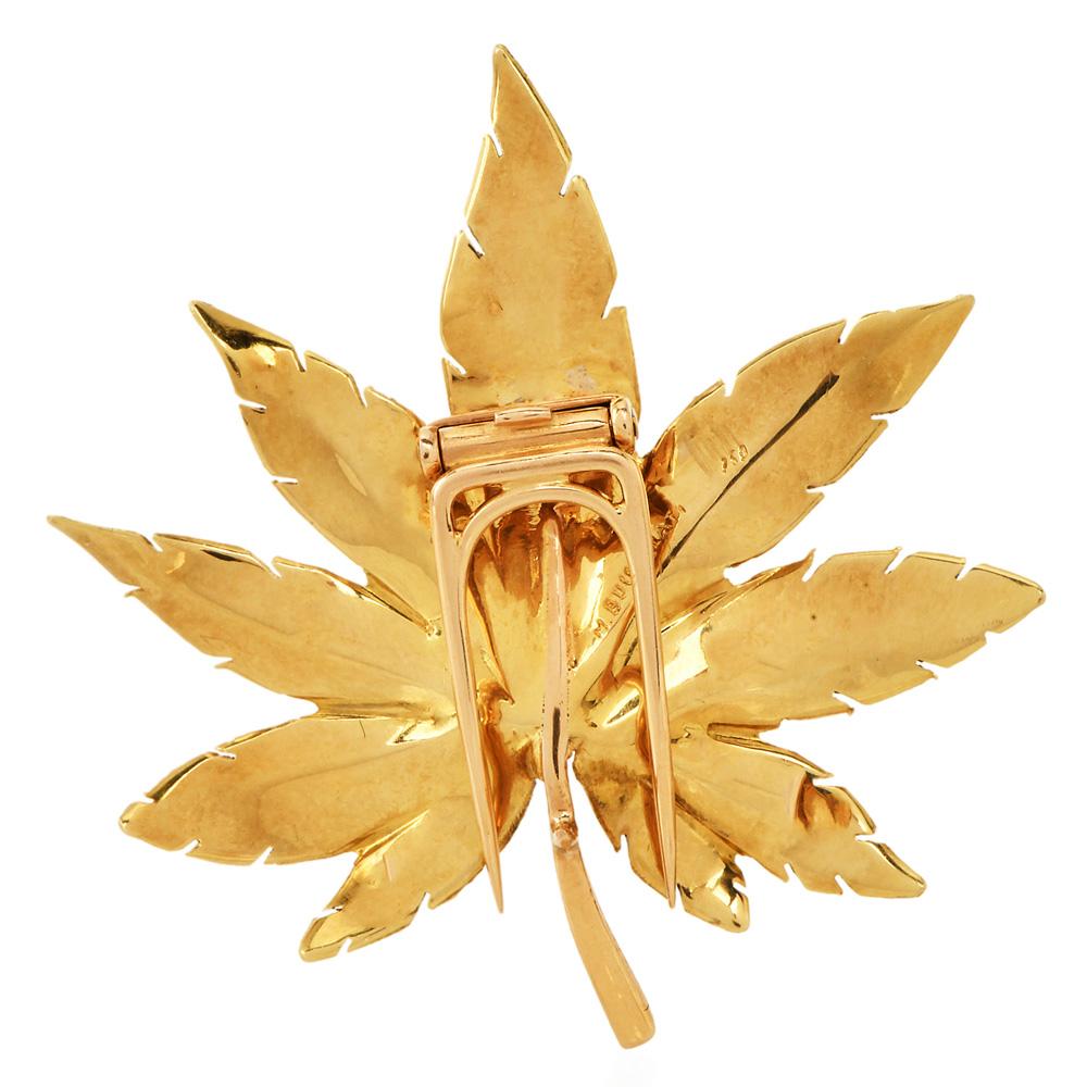 M. Buccellati  Vintage Ahornblatt 18K Gold Brosche Pin im Zustand „Hervorragend“ im Angebot in Miami, FL