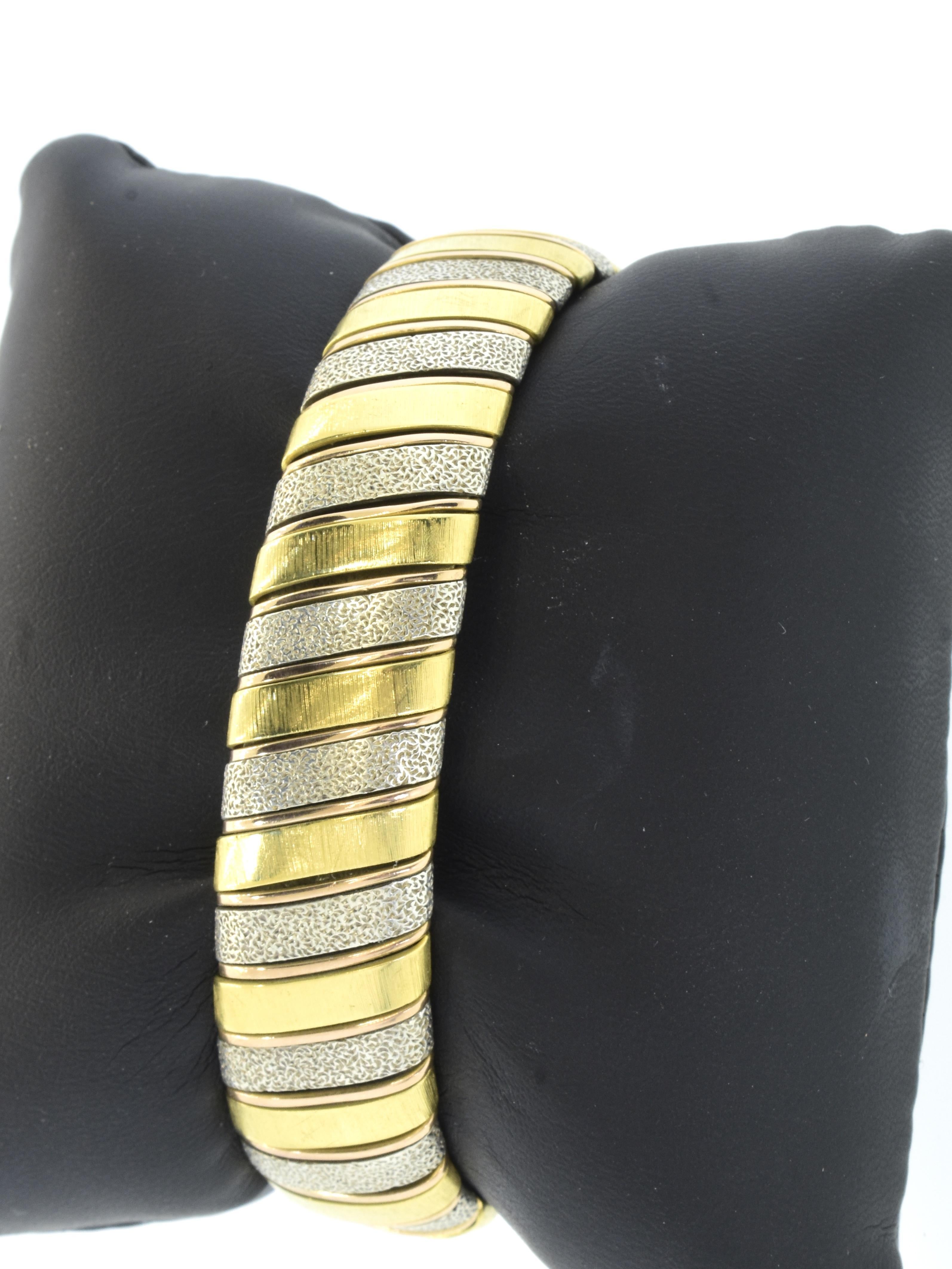 Bracelet jonc vintage M. Buccellati en or jaune et rose et argent sterling  Bracelet. Unisexe en vente