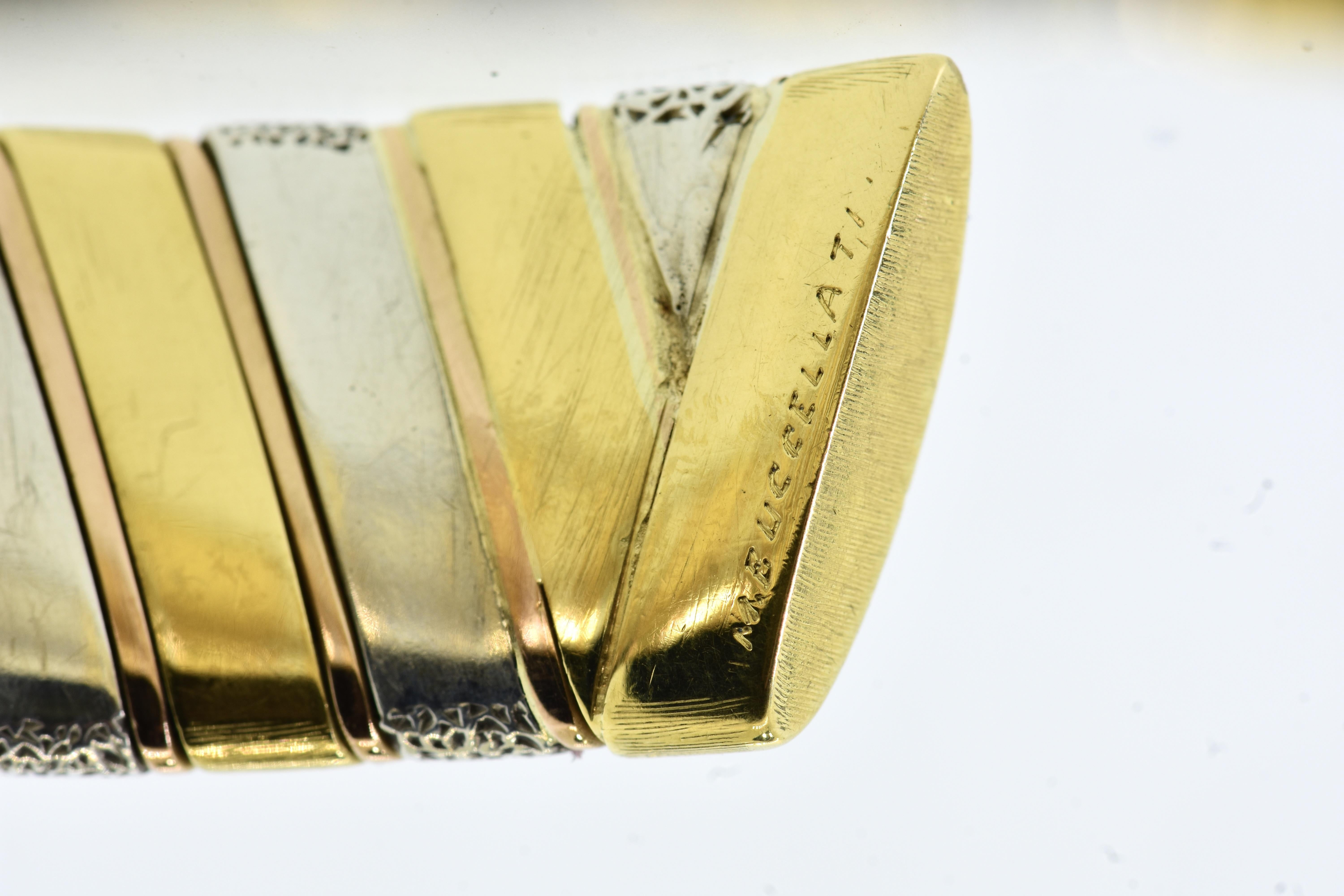 M. Buccellati Gelb- und Roségold und Sterling Silber Vintage Armreif  Armbänder. im Angebot 1
