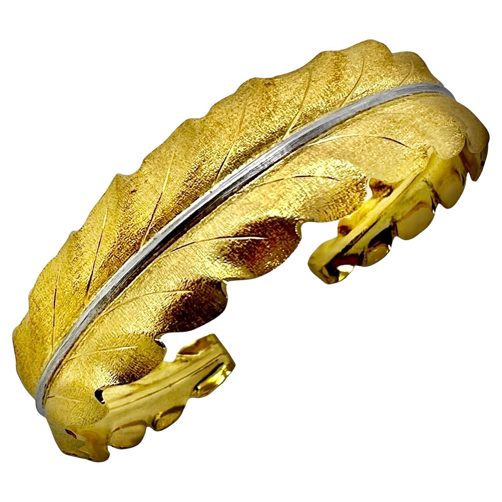 M. Buccellatti 18k Gold Laurel Leaf Bangle Bracelet For Sale