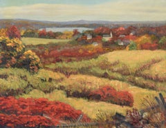 Poppy Fields Outside of Town - Landscape in Oil on Canvas