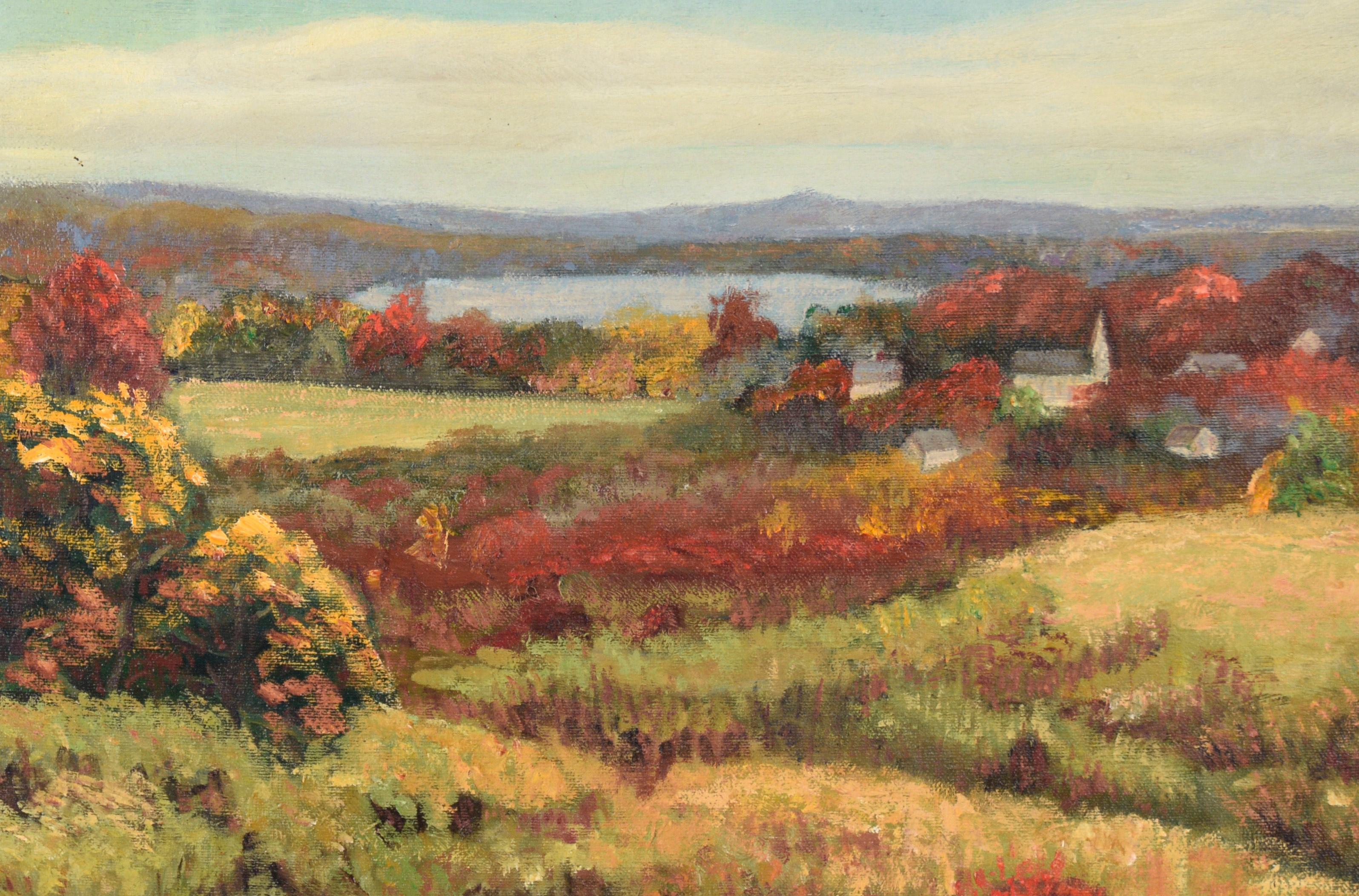 Poppy Fields Outside of Town - Landscape in Oil on Canvas - American Impressionist Painting by M. Buckley