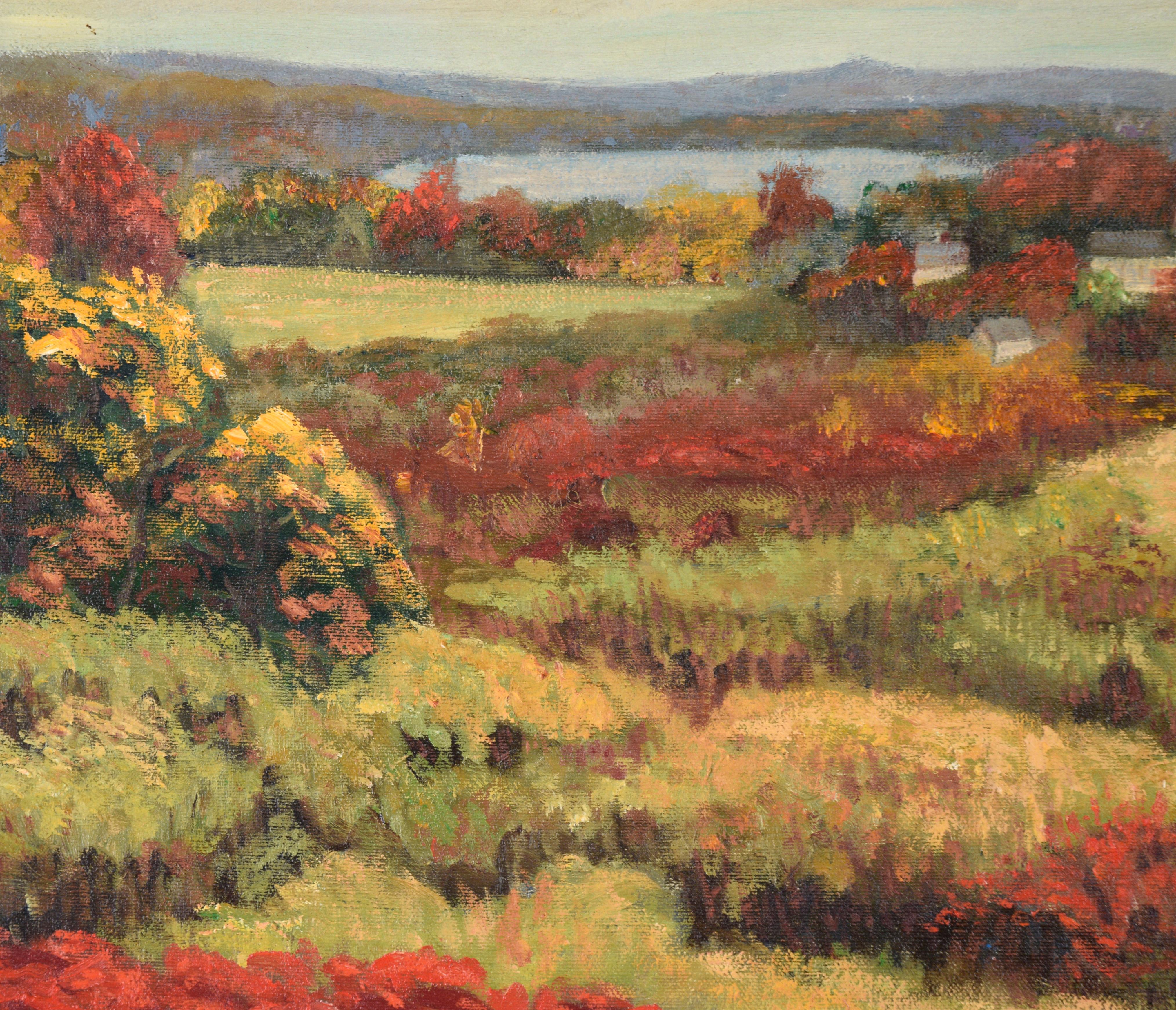 Poppy Fields Outside of Town - Landscape in Oil on Canvas For Sale 1