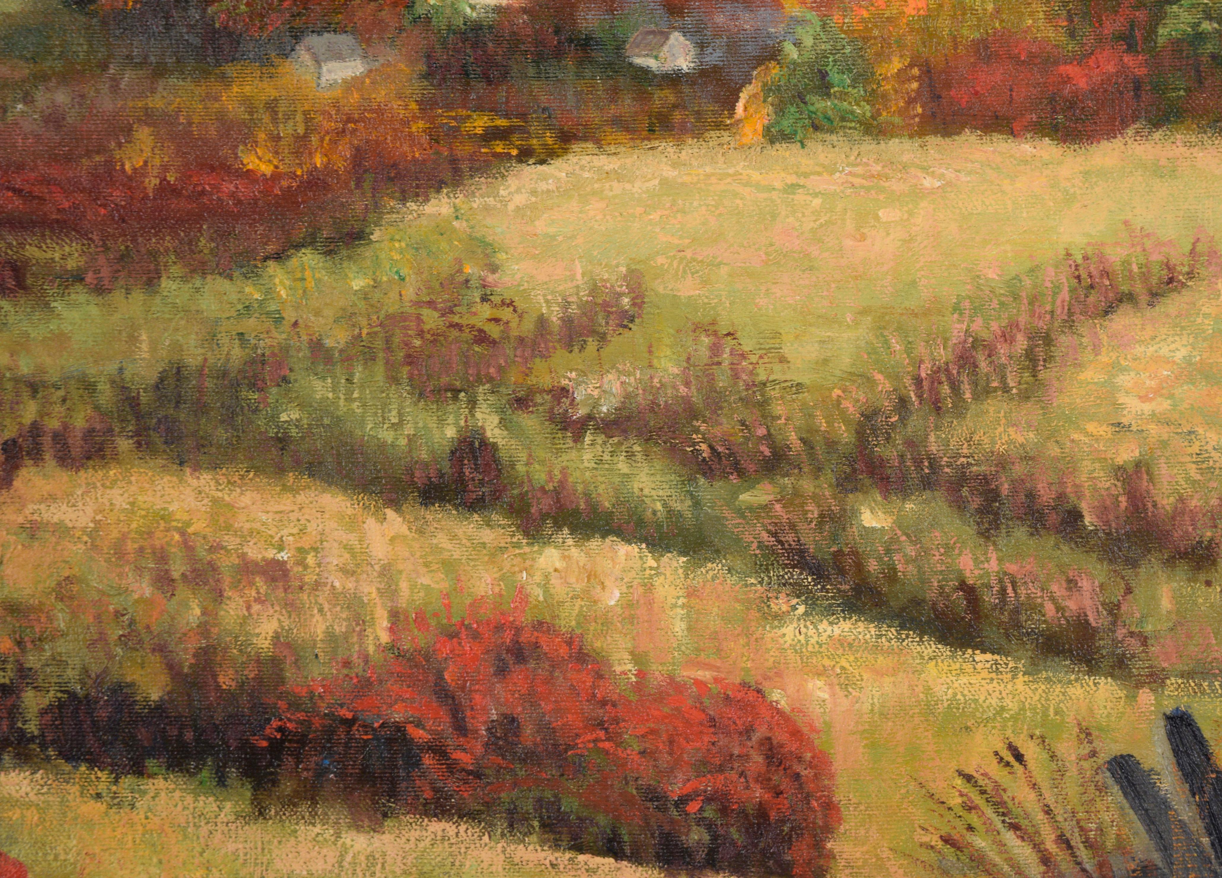 Poppy Fields Outside of Town - Landscape in Oil on Canvas For Sale 2